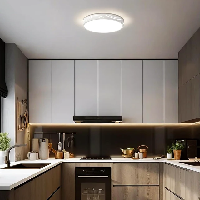 Alt view image 4 of 7 - Modern White Ceiling Light,Round Dimmable Ceiling Light Fixture 11.81 in