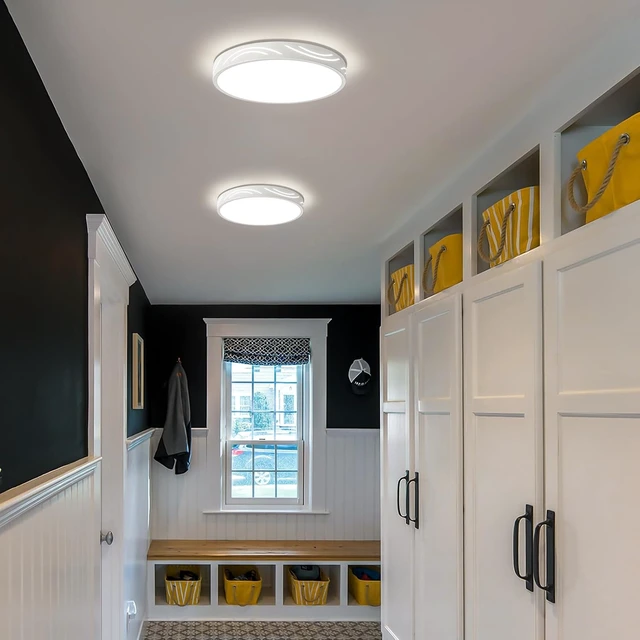 Alt view image 5 of 7 - Modern White Ceiling Light,Round Dimmable Ceiling Light Fixture 11.81 in