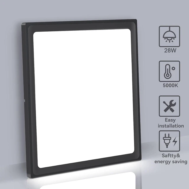 Alt view image 2 of 7 - 4Pack 12inch Square Black 3200LM LED Flush Mount Ceiling Light,28W White 6000K Slim Surface Mount Ceiling Light Fixture for Kitchen Bedroom Living Room