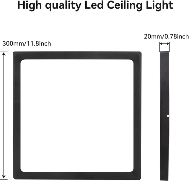 Alt view image 5 of 7 - 4Pack 12inch Square Black 3200LM LED Flush Mount Ceiling Light,28W White 6000K Slim Surface Mount Ceiling Light Fixture for Kitchen Bedroom Living Room