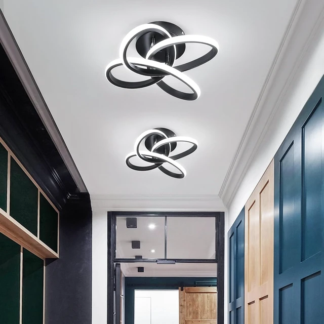 Alt view image 2 of 7 - CANEOE Modern Led Ceiling Light Fixture, 6000K Small Hallway Ceiling Light, Close to Ceiling Lights for Hallway Bedroom Bathroom Entryway Balcony Stair Curved Design Ceiling Lamp