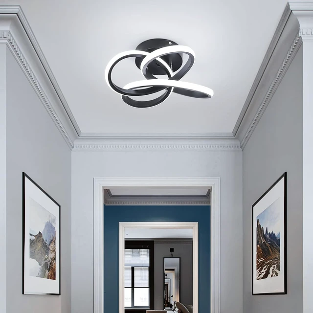 Alt view image 3 of 7 - CANEOE Modern Led Ceiling Light Fixture, 6000K Small Hallway Ceiling Light, Close to Ceiling Lights for Hallway Bedroom Bathroom Entryway Balcony Stair Curved Design Ceiling Lamp