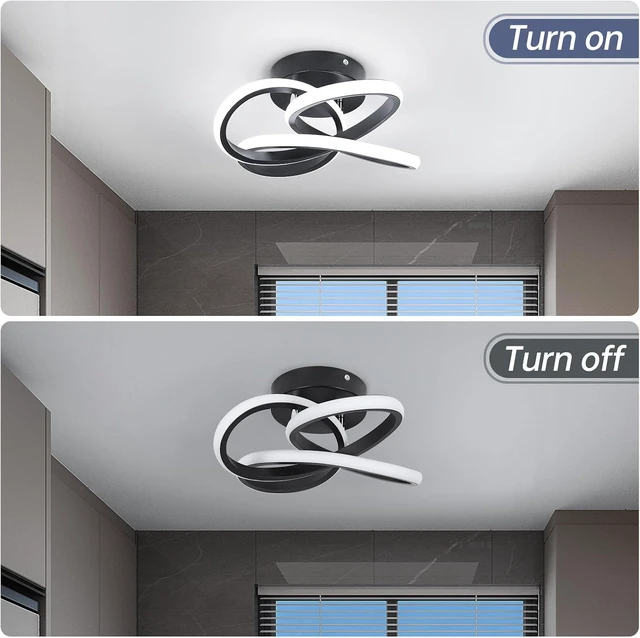 Alt view image 4 of 7 - CANEOE Modern Led Ceiling Light Fixture, 6000K Small Hallway Ceiling Light, Close to Ceiling Lights for Hallway Bedroom Bathroom Entryway Balcony Stair Curved Design Ceiling Lamp