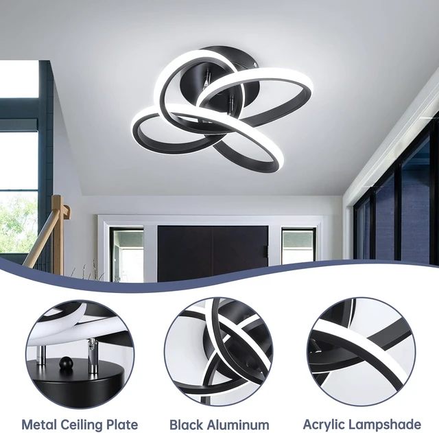 Alt view image 6 of 7 - CANEOE Modern Led Ceiling Light Fixture, 6000K Small Hallway Ceiling Light, Close to Ceiling Lights for Hallway Bedroom Bathroom Entryway Balcony Stair Curved Design Ceiling Lamp