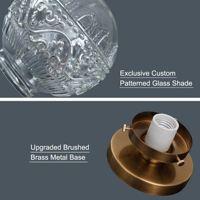 Alt view image 7 of 7 - Daunton Small Semi Flush Mount Ceiling Light, Modern Globe Clear Glass Ceiling Light Fixture, Vintage Brass Gold Hallway Light Fixtures for Kitchen, Entryway, Bathroom, Closet
