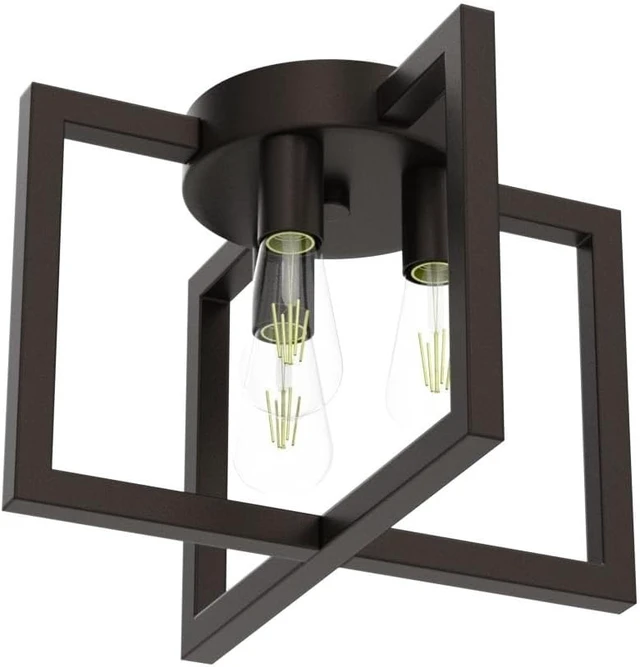 Alt view image 4 of 7 - ZGLAOJT 3-Lights Ceiling Light Fixture,Industrial Black Semi Flush Mount Chandelier,Ceiling Lighting for Kitchen Living Room Bedroom Farmhouse Hallway Foyer