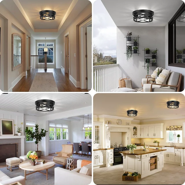 Alt view image 2 of 7 - Bosceos 2-Light Flush Mount Ceiling Light Fixtures, 2-Pack