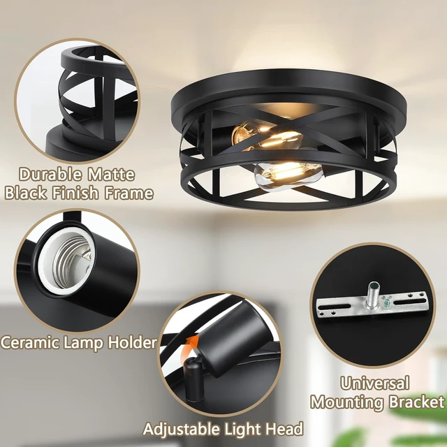 Alt view image 4 of 7 - Bosceos 2-Light Flush Mount Ceiling Light Fixtures, 2-Pack