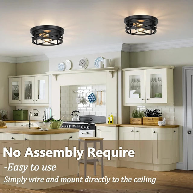 Alt view image 5 of 7 - Bosceos 2-Light Flush Mount Ceiling Light Fixtures, 2-Pack