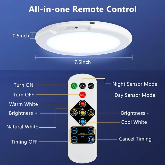 Alt view image 5 of 7 - maylit 2 Pack Rechargeable Ceiling Lights with Motion Sensor