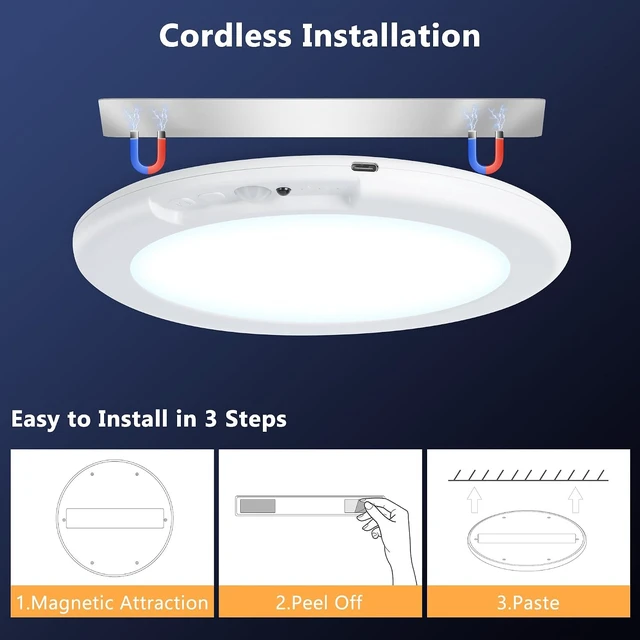 Alt view image 6 of 7 - maylit 2 Pack Rechargeable Ceiling Lights with Motion Sensor