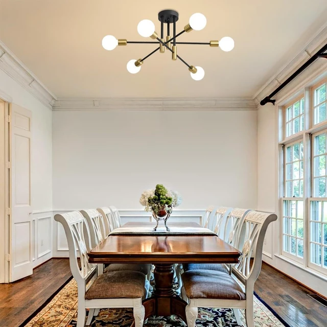 Alt view image 2 of 7 - Modern Chandelier Ceiling Light Fixture, 6-Light Sputnik Dining Chandeliers