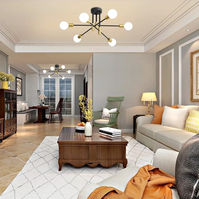 Alt view image 3 of 7 - Modern Chandelier Ceiling Light Fixture, 6-Light Sputnik Dining Chandeliers