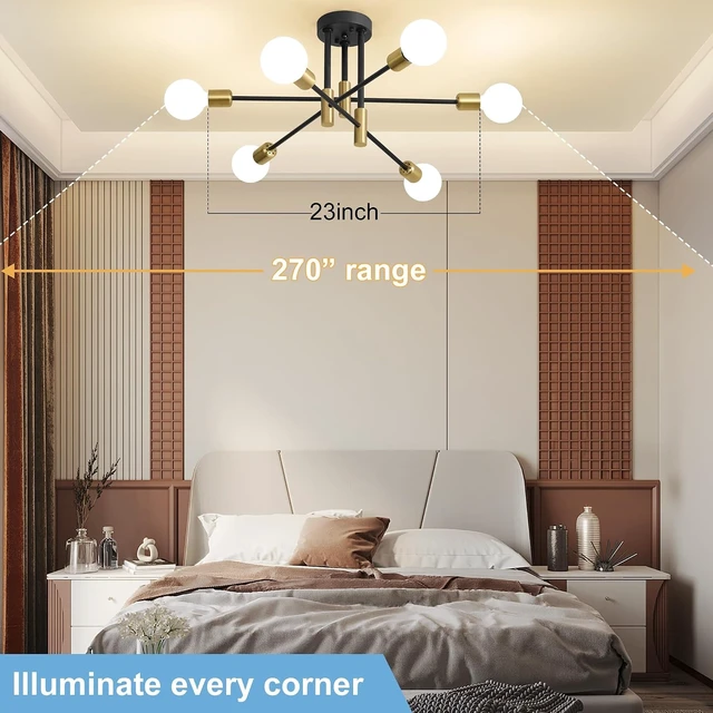Alt view image 6 of 7 - Modern Chandelier Ceiling Light Fixture, 6-Light Sputnik Dining Chandeliers