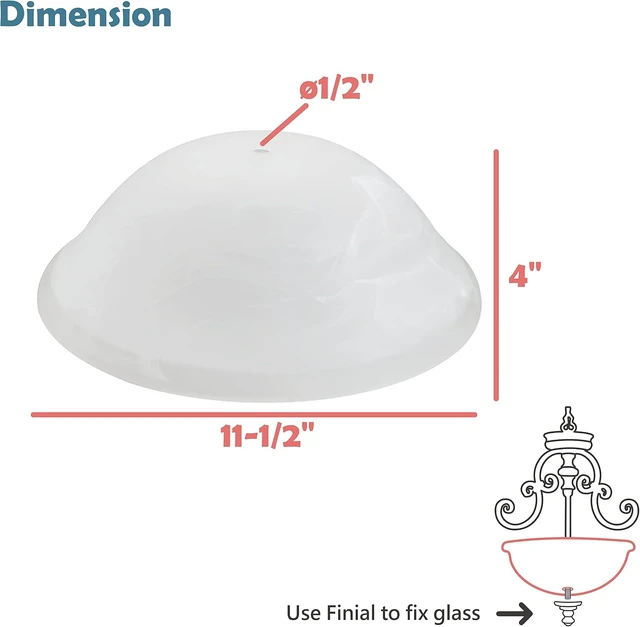 Alt view image 3 of 7 - Aspen Creative 25002-65-1 Replacement Alabaster Glass shade for Flush Mount or Semi-Flush Mount, 1/2" Center Hole, 11-1/2" Diameter x 4" Height