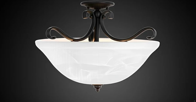 Alt view image 4 of 7 - Aspen Creative 25002-65-1 Replacement Alabaster Glass shade for Flush Mount or Semi-Flush Mount, 1/2" Center Hole, 11-1/2" Diameter x 4" Height