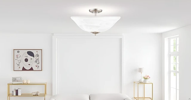 Alt view image 7 of 7 - Aspen Creative 25002-65-1 Replacement Alabaster Glass shade for Flush Mount or Semi-Flush Mount, 1/2" Center Hole, 11-1/2" Diameter x 4" Height