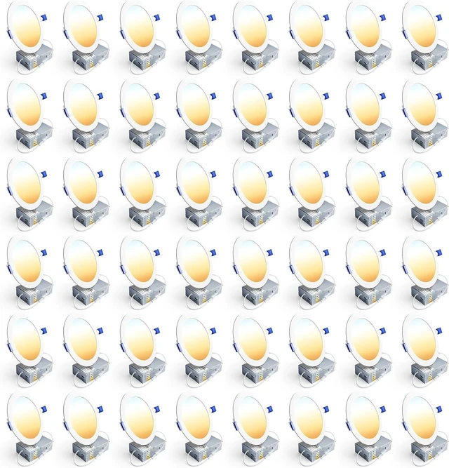Main image of Ensenior 48 Pack 6 Inch LED Recessed Light, 5CCT Dimmable Canless Wafer