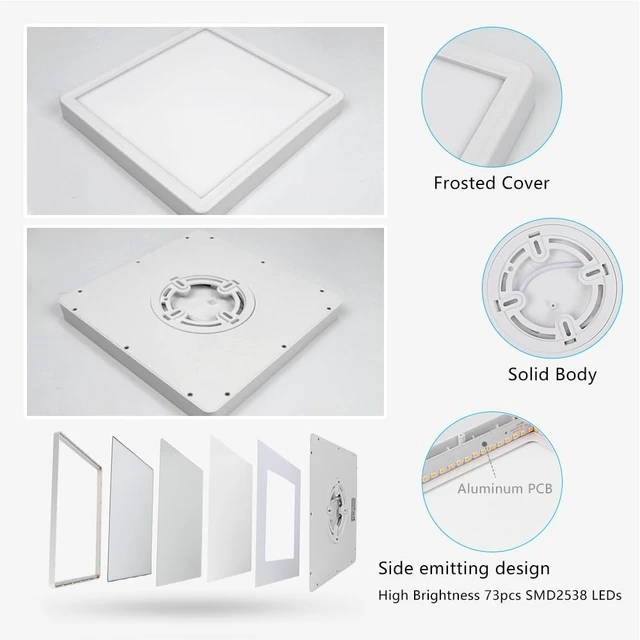 Alt view image 3 of 7 - 9Inch 18W Square LED Ceiling Light Fixtures Flush Mount, 5000K Daylight White LED Ceiling Lamp, Surface Mount Modern Ceiling Lights, Slim Flat Panel Lighting for Bedroom, Kitchen, Bathroom Etc.