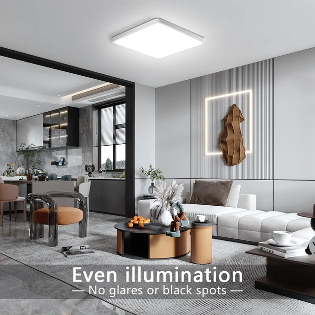 Alt view image 4 of 7 - 9Inch 18W Square LED Ceiling Light Fixtures Flush Mount, 5000K Daylight White LED Ceiling Lamp, Surface Mount Modern Ceiling Lights, Slim Flat Panel Lighting for Bedroom, Kitchen, Bathroom Etc.
