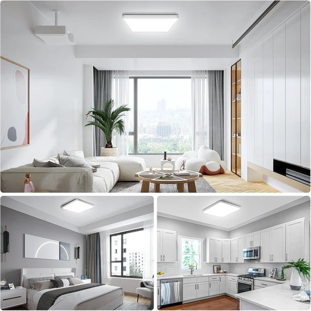 Alt view image 7 of 7 - 9Inch 18W Square LED Ceiling Light Fixtures Flush Mount, 5000K Daylight White LED Ceiling Lamp, Surface Mount Modern Ceiling Lights, Slim Flat Panel Lighting for Bedroom, Kitchen, Bathroom Etc.