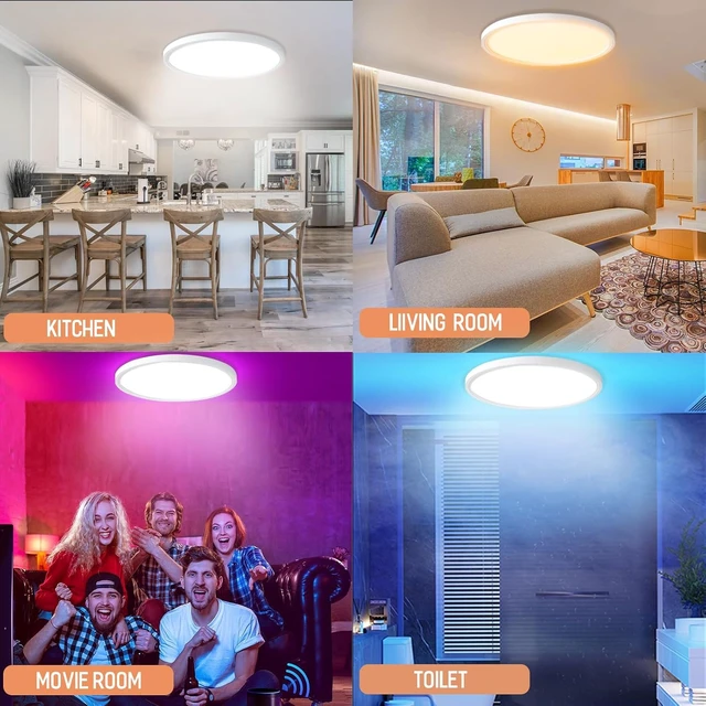 Alt view image 7 of 7 - MELEGAN 12 Inch Smart RGB LED Flush Mount Ceiling Light (2 Pcs)