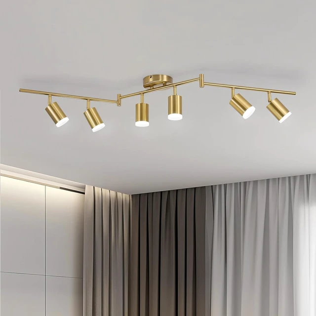 Alt view image 2 of 7 - Bojim 6 Light Gold Kitchen Track Lighting Fixtures Ceiling Adjustable Head