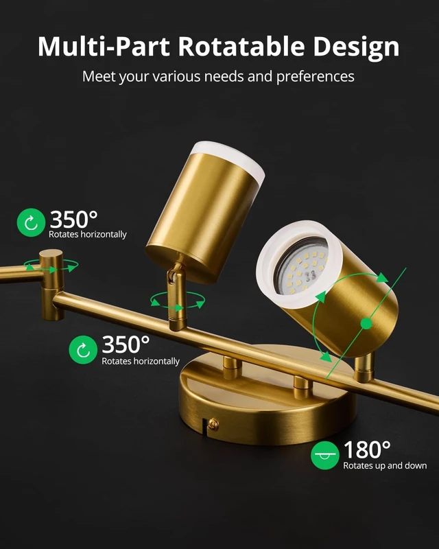 Alt view image 4 of 7 - Bojim 6 Light Gold Kitchen Track Lighting Fixtures Ceiling Adjustable Head
