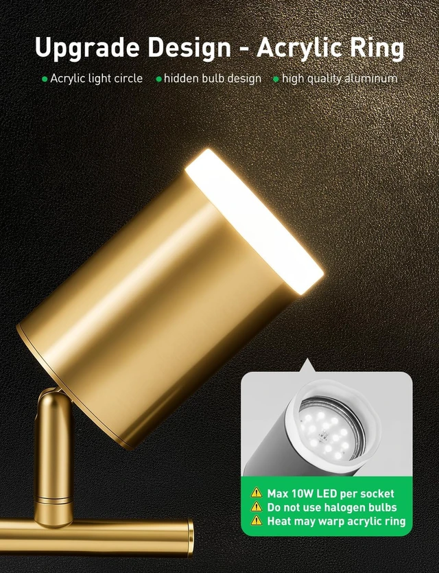 Alt view image 5 of 7 - Bojim 6 Light Gold Kitchen Track Lighting Fixtures Ceiling Adjustable Head