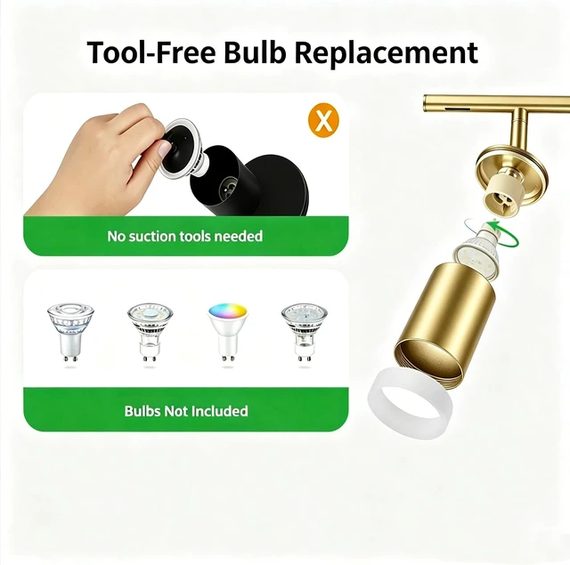 Alt view image 6 of 7 - Bojim 6 Light Gold Kitchen Track Lighting Fixtures Ceiling Adjustable Head