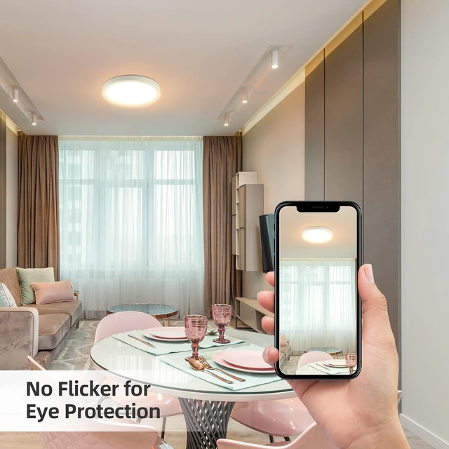 Alt view image 5 of 7 - ECOELER 9 inch LED Ceiling Light Fixture, Adjustable Color Temperature (2700/3000/4000/5000/6000K), 24W 1800Lm Flush Mount Light for Kitchen, Stairwell, Porch, Basement - 2 Pack
