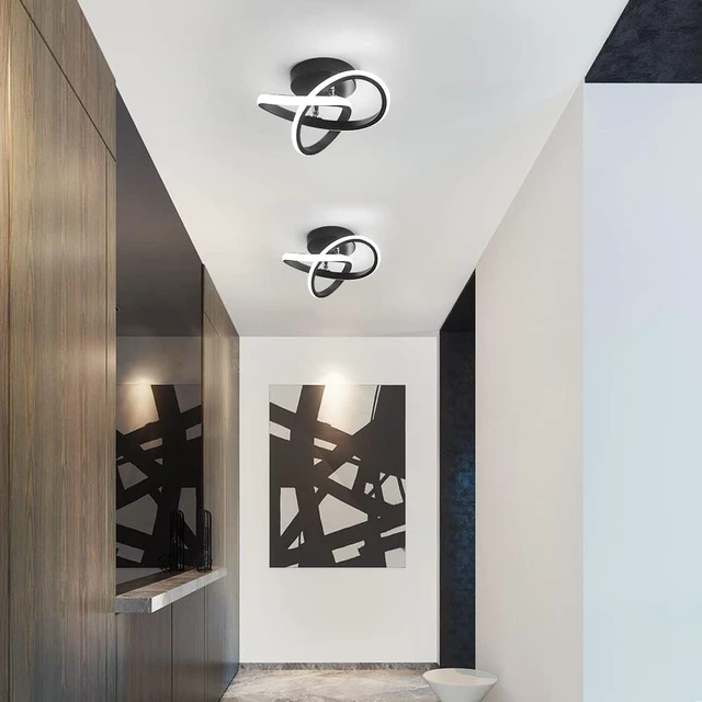 Alt view image 5 of 7 - Modern LED Ceiling Light, 9.84'' 22W Spiral Design Hallway Light Fixtures 6500K Cool White Light Lamps for Corridor Aisle Balcony Bedroom Kitchen Office (Black)