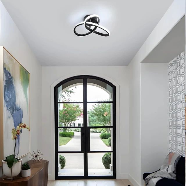 Alt view image 7 of 7 - Modern LED Ceiling Light, 9.84'' 22W Spiral Design Hallway Light Fixtures 6500K Cool White Light Lamps for Corridor Aisle Balcony Bedroom Kitchen Office (Black)