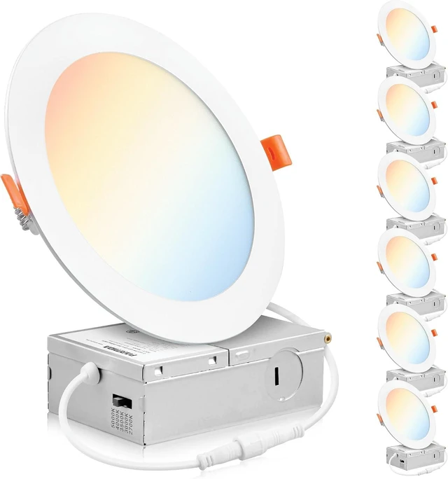 Main image of PARMIDA 6 Pack 6 Inch LED Recessed Ceiling Light 5CCT Ultra-Thin ETL