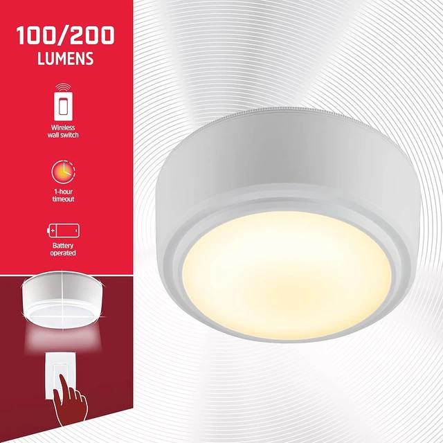 Alt view image 2 of 7 - Energizer Battery Powered Ceiling Light with Wireless Wall Switch