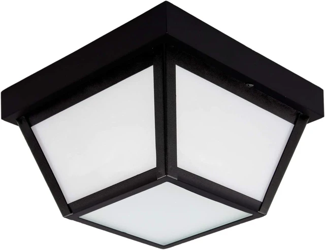 Main image of Maxxima 9" Black LED Outdoor Porch Ceiling Light Fixture, 1000 Lumens 3000K