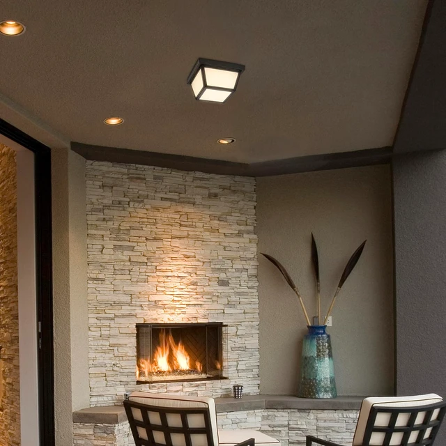 Alt view image 4 of 7 - Maxxima 9" Black LED Outdoor Porch Ceiling Light Fixture, 1000 Lumens 3000K