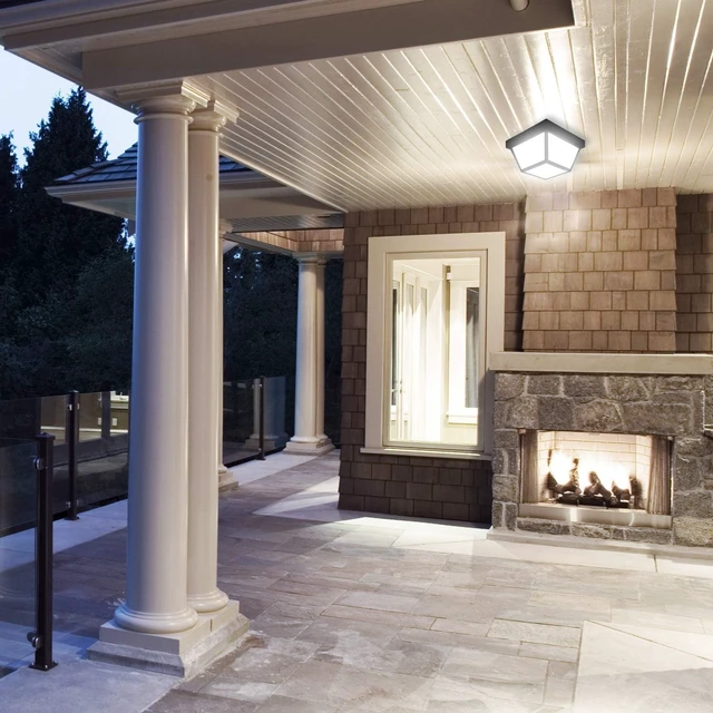 Alt view image 6 of 7 - Maxxima 9" Black LED Outdoor Porch Ceiling Light Fixture, 1000 Lumens 3000K