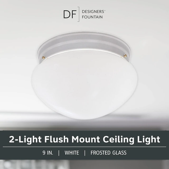 Alt view image 2 of 6 - DESIGNERS FOUNTAIN 9-Inch 2-Light Flush Mount Ceiling Light, White