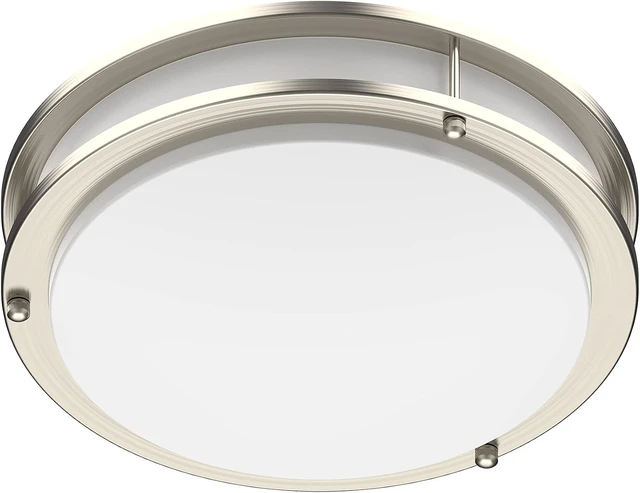 Alt view image 6 of 7 - DYMOND LED Ceiling Light Fixture Flush Mount 4000K Natural Daylight Dimmable Surface Mount Brushed Nickel Ceiling Lamp for Kitchen, Hallway, Bathroom, Bedroom, Closet (12 Inch)