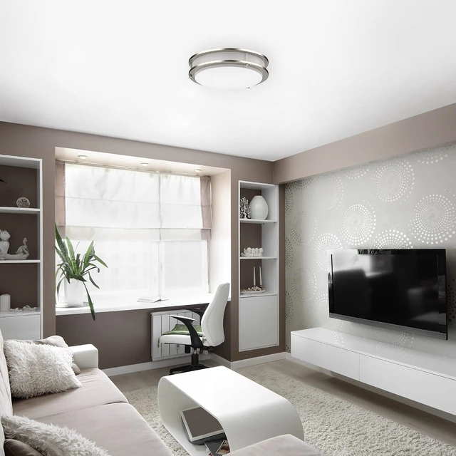 Alt view image 5 of 7 - DYMOND LED Ceiling Light Fixture Flush Mount 4000K Natural Daylight Dimmable Surface Mount Brushed Nickel Ceiling Lamp for Kitchen, Hallway, Bathroom, Bedroom, Closet (12 Inch)