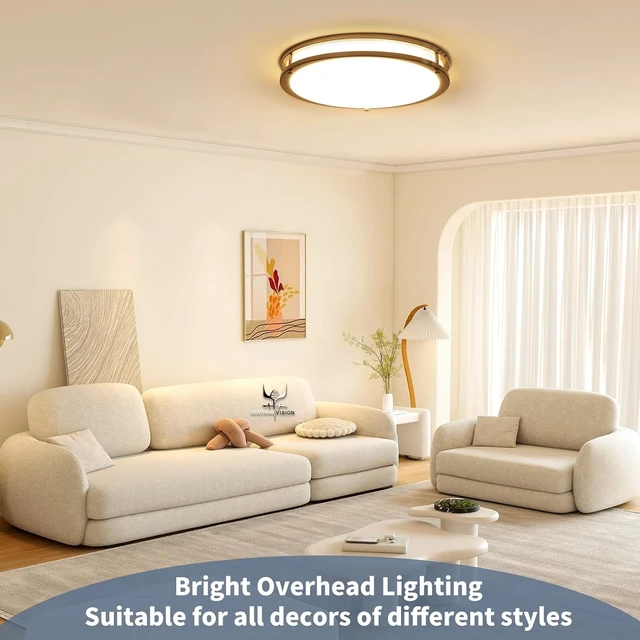 Alt view image 6 of 7 - 36W 12Inch LED Ceiling Light Fixtures, Flush Mount Light Fixtures, 5CCT 2700K 3000K 4000K 5000K 6500K, Close to Ceiling Light for Kitchen Bathroom Kitchen Bedroom, Super Bright 3800LM, Nickel, 2 Packs