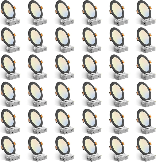 Main image of Amico 36 Pack 6 Inch LED Recessed Lighting, Canless Wafer Downlight, Black