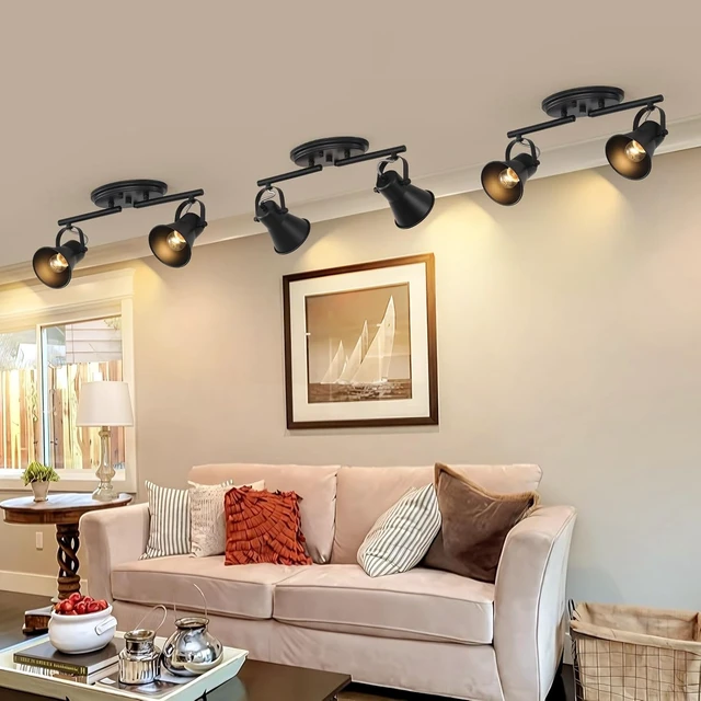 Alt view image 3 of 7 - 2-Light Black Ceiling Spotlight, Adjustable Directional Light Fixture