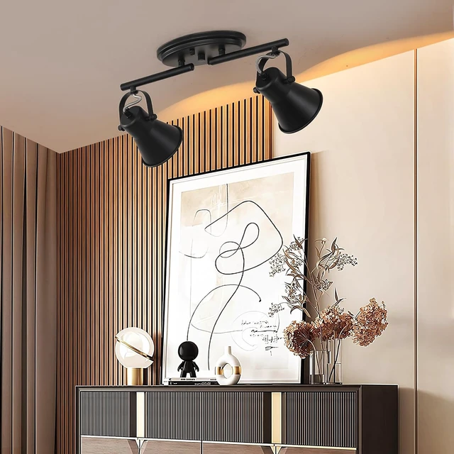 Alt view image 4 of 7 - 2-Light Black Ceiling Spotlight, Adjustable Directional Light Fixture
