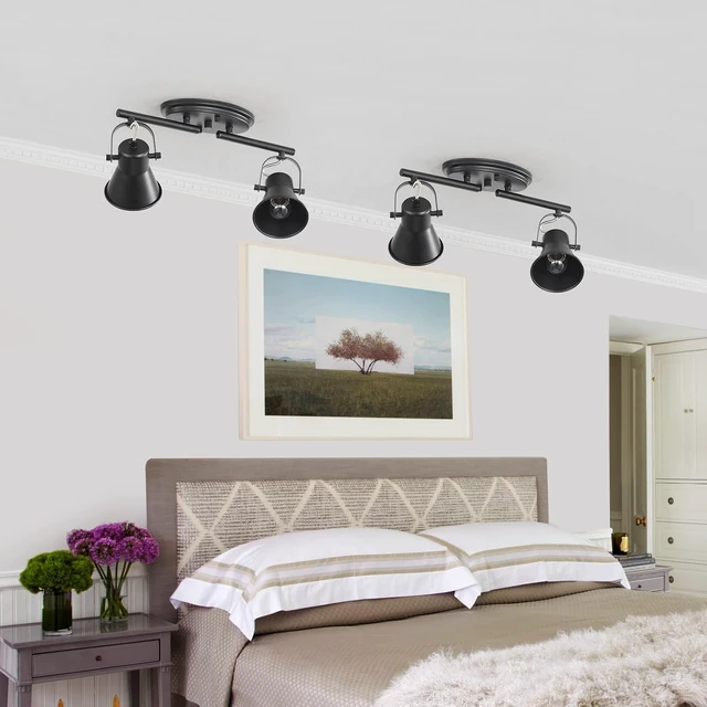 Alt view image 6 of 7 - 2-Light Black Ceiling Spotlight, Adjustable Directional Light Fixture