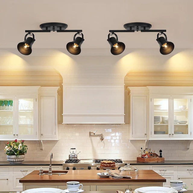 Alt view image 7 of 7 - 2-Light Black Ceiling Spotlight, Adjustable Directional Light Fixture