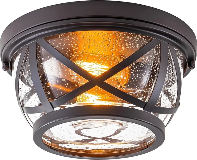 Main image of Bronze Flush Mount Ceiling Light Fixtures, 2-Light Ceiling Mount for Industrial with Seeded Glass Lampshade, Modern Flush Mount Light Fixture Farmhouse for Hallway, Kitchen, Entryway and Foyer
