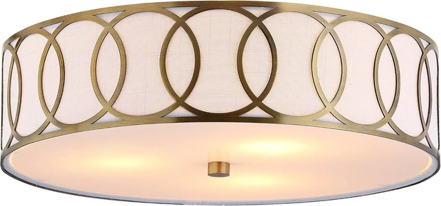 Main image of JONATHAN Y Aria 3-Light Flush Mount Ceiling Light 15.6", Brass Gold