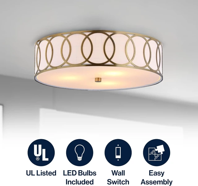 Alt view image 3 of 7 - JONATHAN Y Aria 3-Light Flush Mount Ceiling Light 15.6", Brass Gold